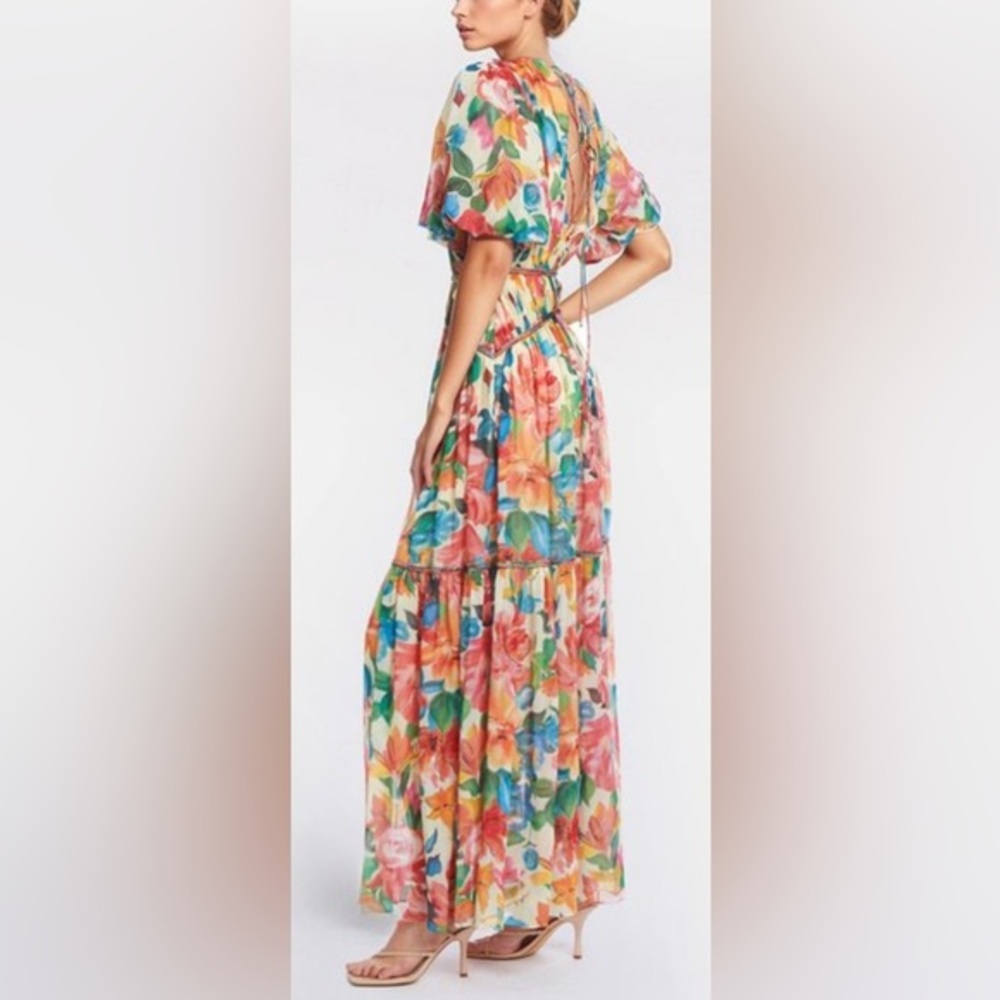 NWOT One33 Social Francesca Floral Maxi Dress with Puff Sleeves in Yellow - 2‎